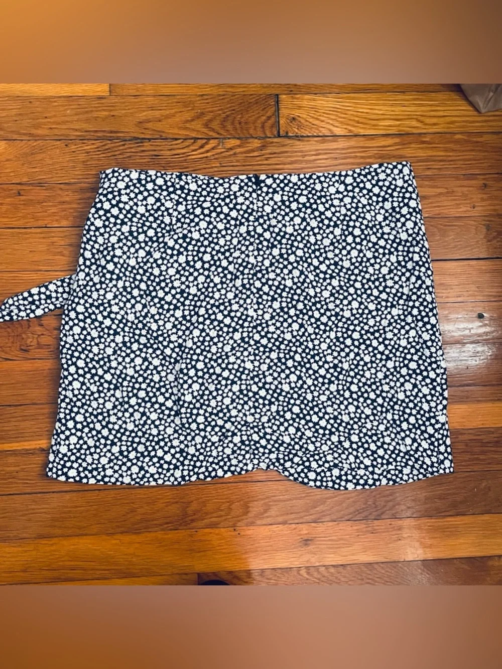 NWT Sezane Navy Daisy Wrap Miniskirt Jupe Pacome Fond Bleu Size 42/10